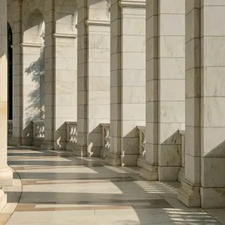 Rows of beige columns at Arlington National Cemetery