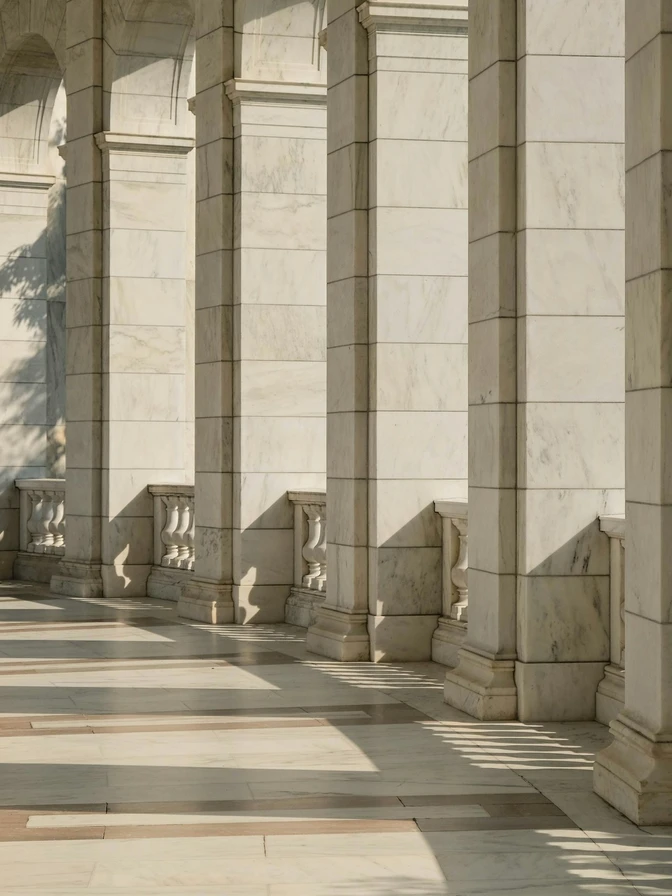 Rows of beige columns at Arlington National Cemetery